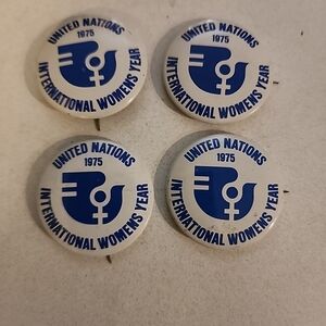 4 1975 United Nations International Women’s Year Pinback Buttons
